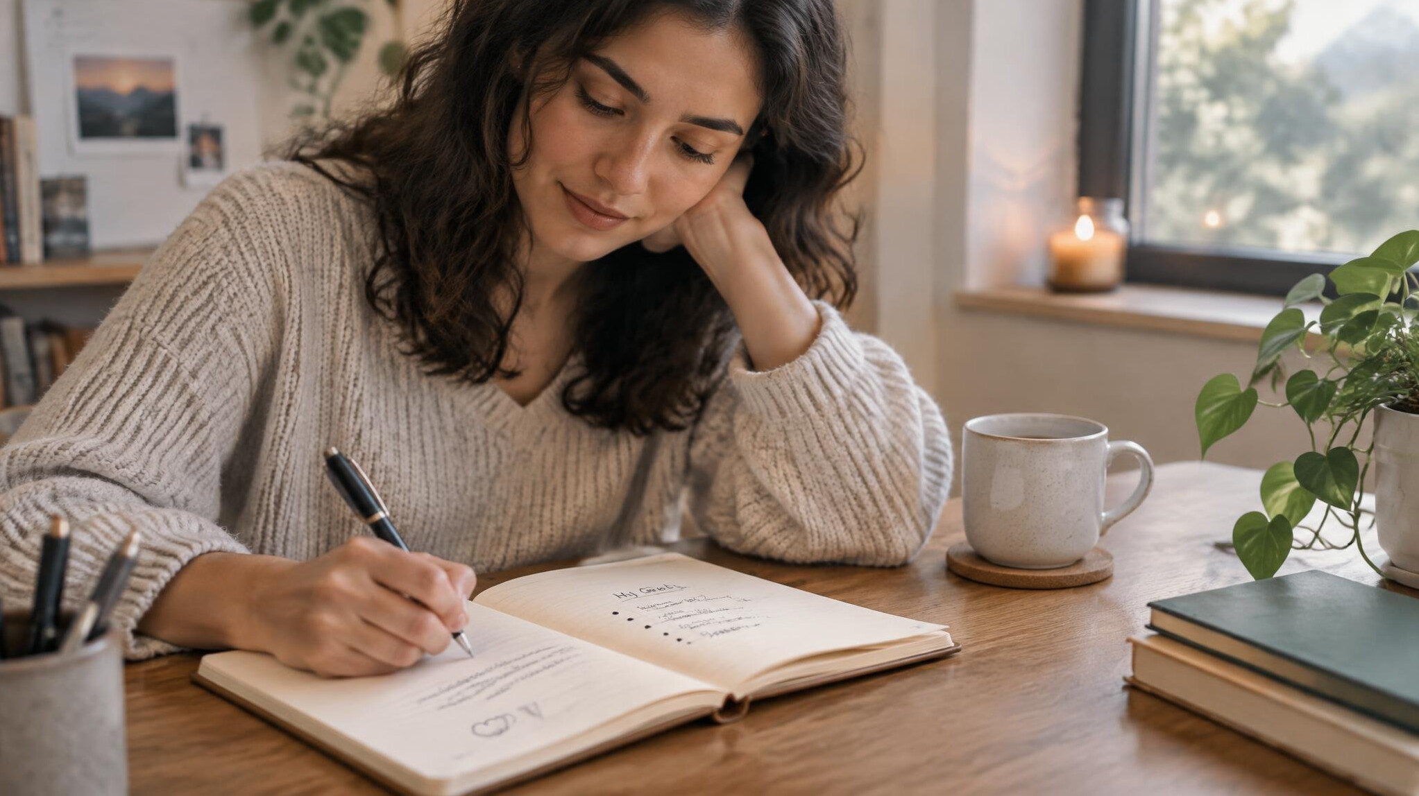 woman writing in journal