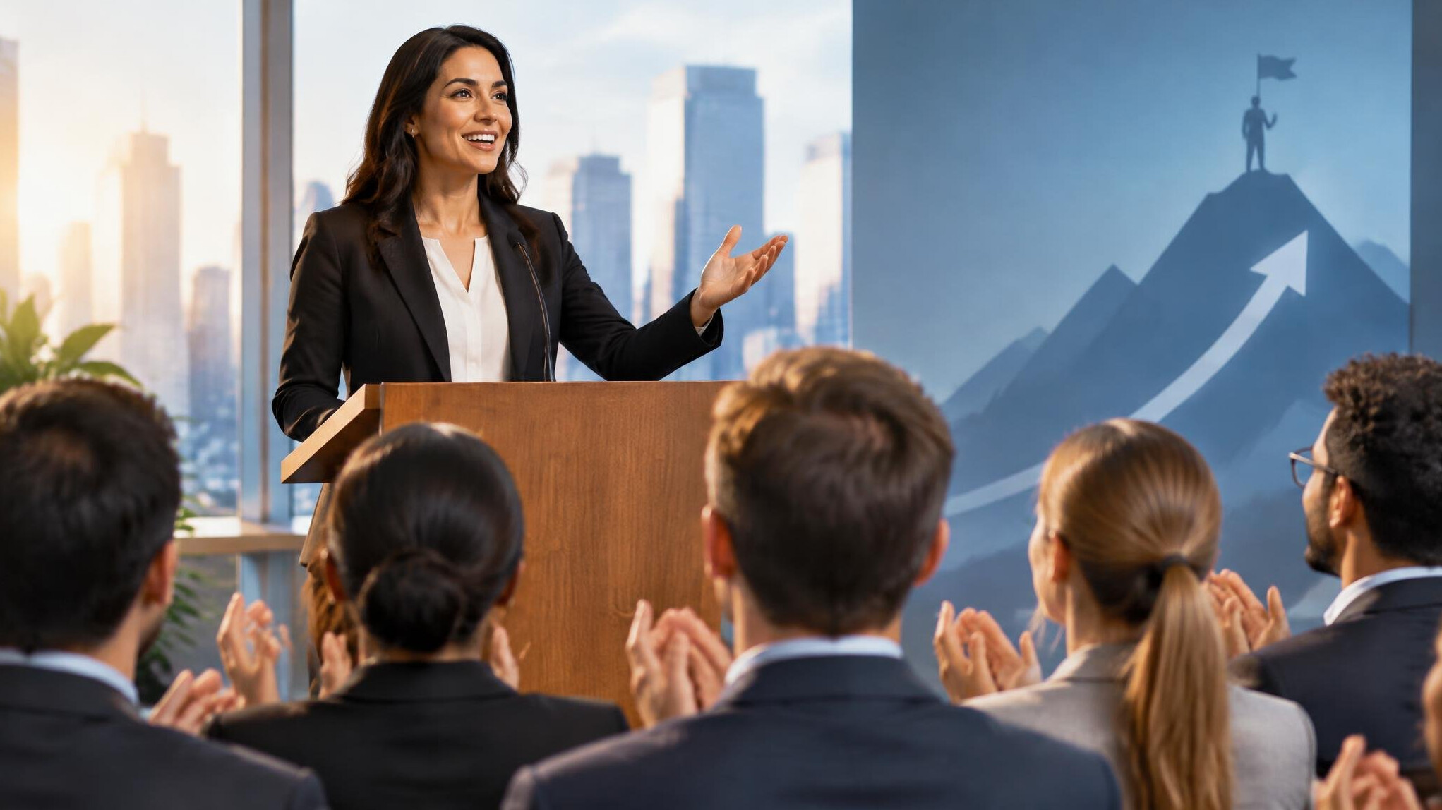 inspirational leader at podium