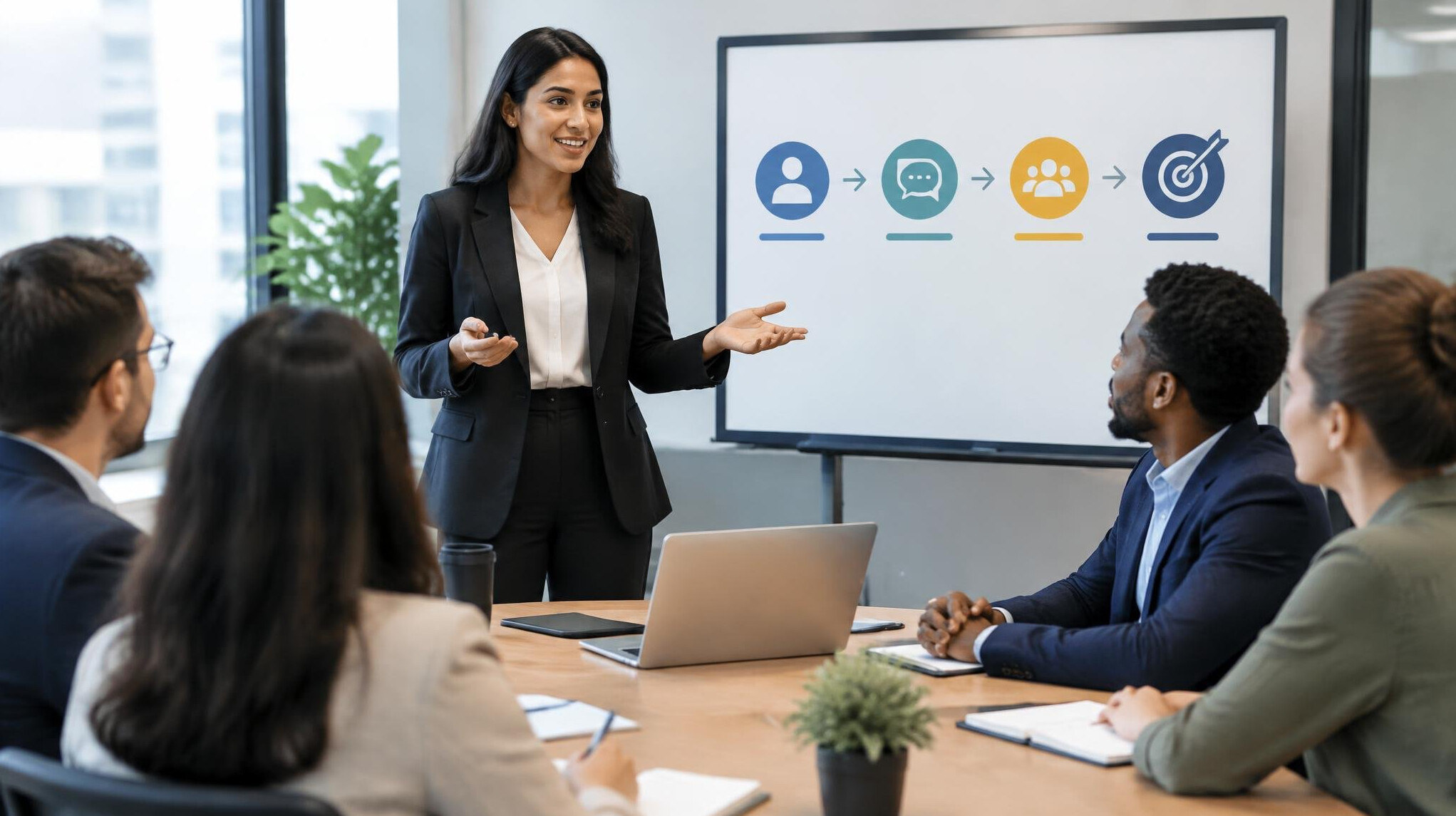 business professional giving presentation